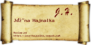 Jóna Hajnalka névjegykártya